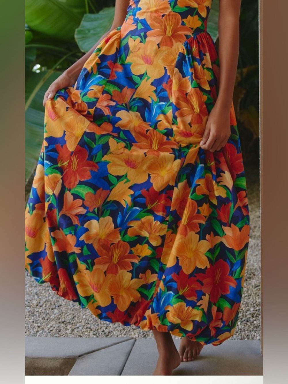 FARM Rio Orange & Blue Tropical Floral Maxi Dress - Picture 4 of 5